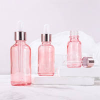 Flacon compte-gouttes rond en verre rose pour sérum, 2 oz, 30 ml, 100 ml, flacon compte-gouttes en verre rose doré pour les yeux, flacon compte-gouttes rose pour cosmétiques