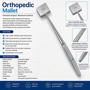 Marteau chirurgical AL Mida Instruments 40g en acier inoxydable, instrument orthopédique de classe II certifié CE AMHC-R-257, garantie 3 ans - Product Image 5