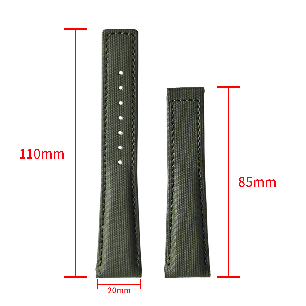 MZDTIMK Waterproof Sailcloth Watch Strap 20mm 22mm PVC + Leather Hybrid Watch Bands With Push Button Folding Clasp