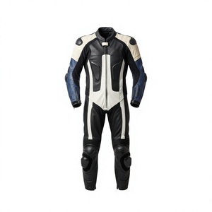 Combinaison de moto en cuir à manches longues de haute qualité pour pilote de course, combinaison une pièce unisexe personnalisée avec fermeture éclair - Product Image 1