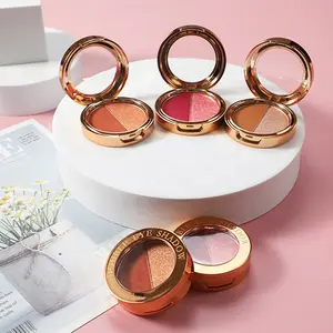 O'CHAIN Round Shape 2 Color Cosmetic Makeup Glitter Eyeshadow Palette For Makeup Private Label