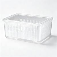 Boîte de conservation rectangulaire pour cuisine, bac de drainage, récipient alimentaire en plastique avec couvercle pour réfrigérateur, pour la conservation des fruits, légumes et viandes