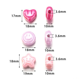Cuentas Acrílicas Coloridas con Diseño de Cara Feliz, Planas, Redondas, en Forma de Corazón y Estrella, para DIY, Pulseras, Collares, Accesorios para Teléfonos Móviles - Product Image 3