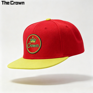 Custom 6 Panel Structured <b>Flat</b> Brim <b>Hat</b> Wholesale Bulk Two Tone Circular Woven Patch Cap Streetwear Casual Beach Manufacturer - Product Image 2