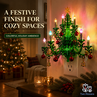 Lumière de nuit à brancher sur prise murale pour sapin de Noël, certifiée IP65, en PVC, ampoule multicolore en forme de bougie, décoration de lustre de Noël, étoiles, cloches, boules
