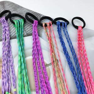 Queues <span class=keywords><strong>de</strong></span> <span class=keywords><strong>cheval</strong></span> dégradées colorées pour enfants, accessoires <span class=keywords><strong>de</strong></span> tresses à 4 brins <span class=keywords><strong>de</strong></span> 15 pouces <span class=keywords><strong>avec</strong></span> élastique, extensions <span class=keywords><strong>de</strong></span> cheveux pour filles, vente en gros - Product Image 6