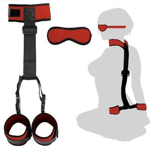 Juego sexual detrás de la espalda esposas <span class=keywords><strong>Collar</strong></span> mujer cuello muñeca Bondage Gear detrás de la espalda esposas máscara de ojos Correa cinturón SM esclavo fetiche - Product Image 5