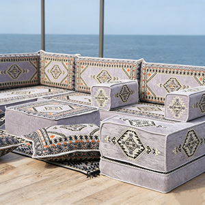 Set di Divani da Terra Modulari Personalizzabili in Stile Arabo, Salvaspazio, Stile Turco per Balcone, Patio e Camera degli Ospiti - Product Image 1