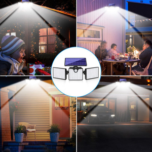Projecteur solaire mural de jardin 266 LED à 3 têtes réglables avec détecteur de mouvement, éclairage de sécurité solaire IP65 pour patio, véranda, clôture, garage, cour - Product Image 4
