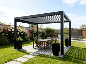Gazebo Elegante de 3x4m con Marco de Aluminio, Mosquitera LED, Impermeable, Resistente al Viento y con Protección UV para Exteriores, Balcón o Patio Trasero - Product Image 1