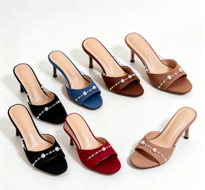 Chaussures d'été pour femmes à talons carrés en PU mat, à bout fermé, à enfiler, avec bride arrière, talon compensé en caoutchouc de 5 cm - Product Image 1