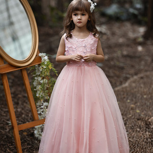 Childrens Flower Girl Dress Ball Gown Tulle Beaded Sweetheart Neckline Burgundy Red For Wedding Party Princess Dress - Product Image 2