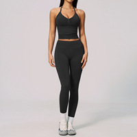 Set Yoga Tanpa Jahitan Baru, Atasan Tank Top dan Legging, Pakaian Olahraga Wanita Cepat Kering untuk Lari di Luar Ruangan, Bra Olahraga dan Legging
