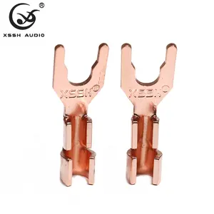 Spade Jack YIVO XSSH Audio DIY HIFI U Y Spade Banana Plug Fork for Speaker Wire Welding CMC Copper Rhodium Connector Terminal