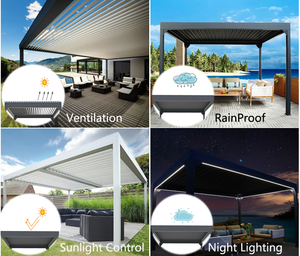 Pérgola eléctrica impermeable <span class=keywords><strong>para</strong></span> exteriores, hoja de persiana de techo con Motor IP65 y gafas laterales, 3x4 - Product Image 6