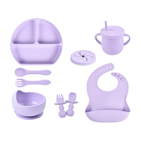Vaisselle incassable de luxe personnalisée en gros : bavoir, bol, assiette, gobelet à bec, récipient à collation, cuillère courte, fourchette, motif dessin animé