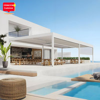 Bahçe Yapısı Ağır Hizmet Tipi Alüminyum Kamelya Bağımsız Alüminyum Biyoklimatik Pergola Rüzgar Dayanıklı Cam Kapı ve Isıtıcılar ile
