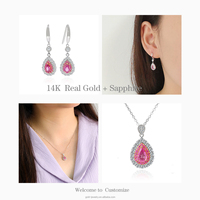 Luxuriöses 14K Weißgold Halsketten- und Ohrring-Set mit Natürlichen Rosa und Weißen Saphiren, Atemberaubendes Elegantes Schmuckgeschenk für Frauen