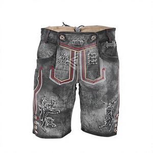Pantalones cortos bávaros Lederhosen de cuero vacuno 100% genuino para hombre, transpirables, para el Oktoberfest. - Product Image 1