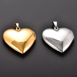 Collier pendentif médaillon porte-photo en acier inoxydable poli en forme de cœur pour femmes et hommes, avec breloque photo, chaîne ras-du-cou, bijou en métal, cadeau - Product Image 5