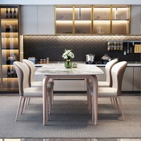 Direkt vom Hersteller: Großhandel Schiefer-Esstisch-Sets mit Metallbeinen und Gesinterter Steinplatte, Modernes Design, Montage Erforderlich, für Villen und Krankenhäuser