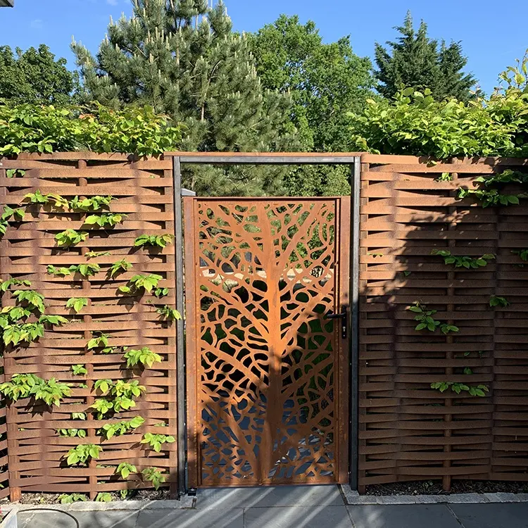 Garden Fencing Trellis Gates Courtyard Door Corten Steel Laser Cut Gates