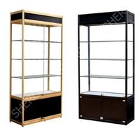 Vitrine de Présentation Tour en Verre à Cadre Doré en Aluminium, Panneaux Noirs, Prix Compétitif Commercial
