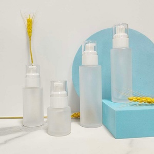 Luxury Frosted clear Glass Skincare Packaging 30ml 40ml 50ml 60ml 80ml Cosmetics <b>Containers</b> Glass Lotion Bottle With Droppe Pump - Product Image 6