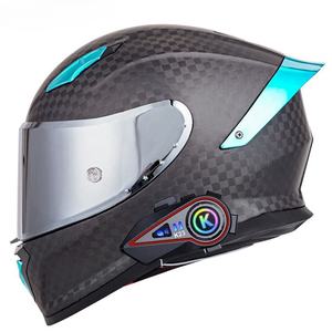 Casco de Motocicleta de Fibra de Carbono con Certificación DOT, Casco Integral Bluetooth para Carreras en Todas las Estaciones - Product Image 6