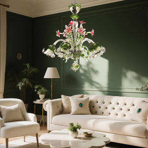 Lustre moderne de luxe en verre bleu de Murano avec éclairage personnalisé, luminaires suspendus décoratifs, lustre moderne pour salon - Product Image 6