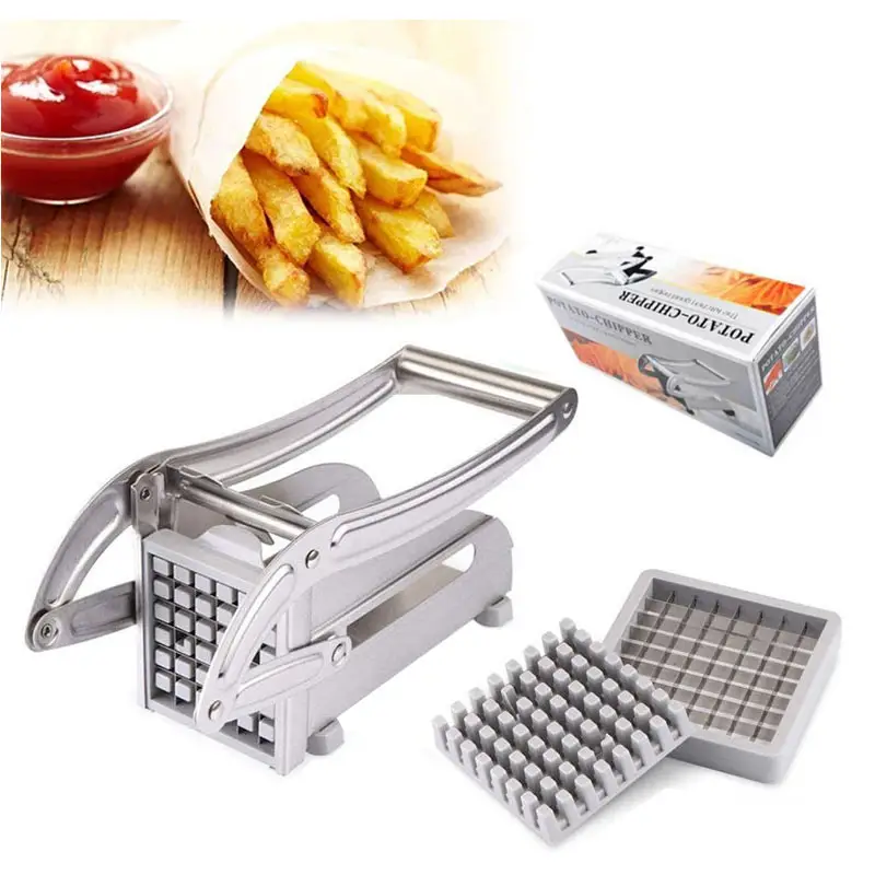 Hot Sale High Quality Home Kitchen Tools Veggie Chopper Stainless Steel Potato Cutter Slicer Manual French Fry Cutter