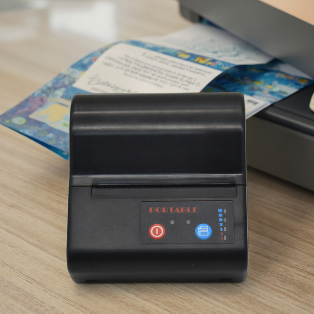 Black 80mm Portable Mini Thermal Receipt Printer with Wireless Bluetooth Android and IOS Small Label Maker Machine