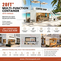 Conteneur mobile préfabriqué personnalisé de 20 pieds pour restaurant et café, bar avec panneaux sandwich en acier, design moderne, écologique