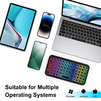 Mini clavier rétroéclairé RGB BT pour PC, tablette, ordinateur portable, clavier sans fil rechargeable Bluetooth pour iPad, iOS, Android, Macbook
