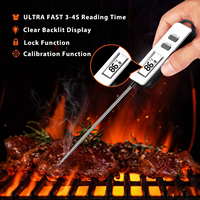 Termometer Daging Digital LCD Bacaan Instan Terlaris, Probe Baja Tahan Karat 304 Food Grade, Untuk Penggunaan Rumah Tangga