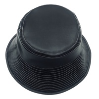 2024 chapeaux seau en cuir PU personnalisés de qualité supérieure noir uni vierge avec fausse fourrure scène décontractée Logo personnalisé Applicable