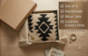 Funda de Almohada Kilim Geométrica Tejida a Mano, Funda de Cojín Ecológica de Lana y Yute para Decoración del Hogar y Hoteles, Almohada Decorativa Personalizable - Product Image 2