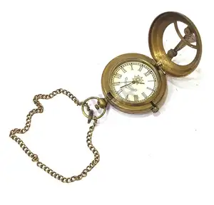 Handicraft Table Clock Push Button Sundial  Pocket Clock With Hand Chain  Clock office Decor