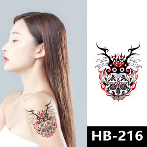 Tatuaje Temporal Impermeable de Medio Brazo con Diseño de Calavera de Dragón en <span class=keywords><strong>Rojo</strong></span> y Negro - Product Image 2