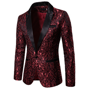 Blazers Décontractés pour Hommes – Costumes de Soirée Haut de Gamme, Luxe, Motifs Floraux Dorés – Tenue Décontractée d'Affaires pour Hommes - Product Image 4