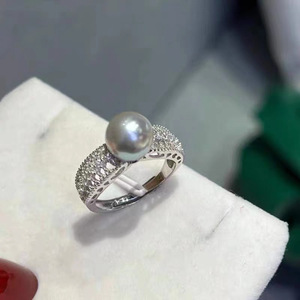 Support de bague en argent S925, accessoires DIY pour perles, bijoux de mode ronds plats de 10-12 mm 10482 - Product Image 2