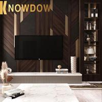 KNOWDOW Meuble TV Centre de divertissement Armoire de rangement Buffet Media Console Table Cheminée électrique 3D Render CAD Design