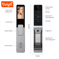 Serrure de porte intelligente en alliage d'aluminium avec reconnaissance faciale 3D WiFi Tuya, interphone visuel, serrure numérique, double caméra, double batterie PST-C949-1