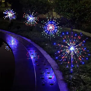 Luci Decorative per esterni da giardino solare 90/120/150 LED fai da te dente di leone fiore fuochi d'artificio lampada per passerella prato cortile