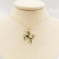 Collier pendentif cheval au design mignon, en or véritable 9K avec zircon, bijoux fins, vente en gros, or chinois