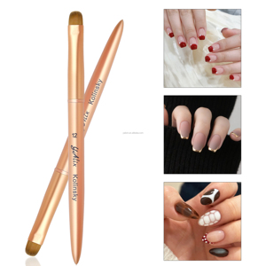 Pinceles de Uñas Ovalados con Punta Francesa, Mango Metálico de Lujo Color Oro Champán, Pelo Kolinsky, 100% Manicura Francesa, Tamaños 8-16 para Diseño de Uñas - Product Image 5