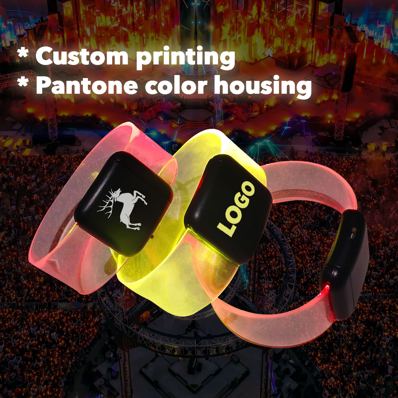 SOFFA TPU Personalized Led Bracelet Sound Activated Led Light up Bracelet for Party Favors Bracelets Sync Light
