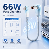 Cable de Carga Rápida USB-A a Tipo-C en Ángulo Recto, con Trenzado de Nailon, para Banco de Energía, Auto, Viajes, Laptop y Dispositivos Móviles (Venta al Por Mayor)