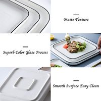 Assiette carrée en céramique personnalisée avec logo, vente en gros, assiette de service en porcelaine blanche, OEM ODM, vaisselle pour restaurants et hôtels, commandes en gros