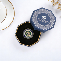 Boîte rigide personnalisée de luxe pour emballage de badge hexagonal, avec couvercle et base, pour aimant de réfrigérateur, emballage de badge épinglette, boîte porte-badge